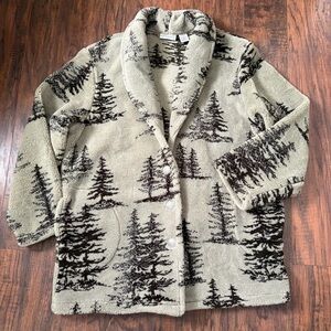 Cozy Tree Pattern Cabin Fleece Jacket